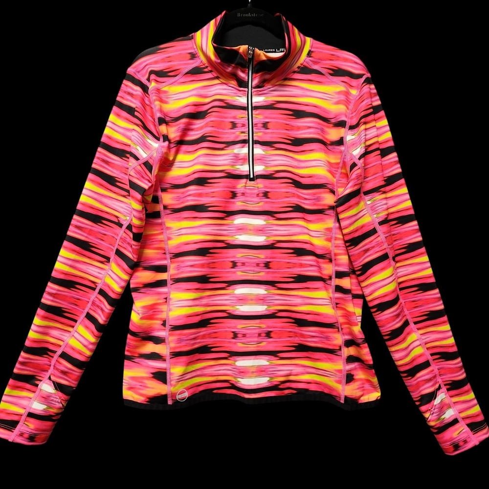 Lauren Ralph Lauren 1/4 Zip Pullover Womens XL Colorful Tie Dye Run Yoga Stretch